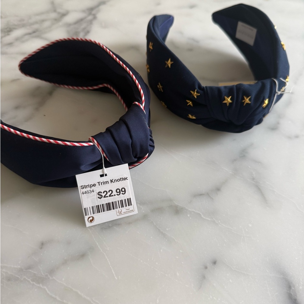 Pair of Shiraleah Navy and Gold Star Knot Headbands